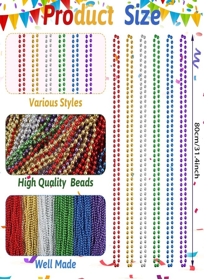 Kigeli 300 Pcs Mardi Gras Beads Necklace Bulk Red Green Bead Stuff Mardi Gras Necklace Bulk Festival Parade Throw Accessories for Party Favors Decorations (Multicolor) - Image 2